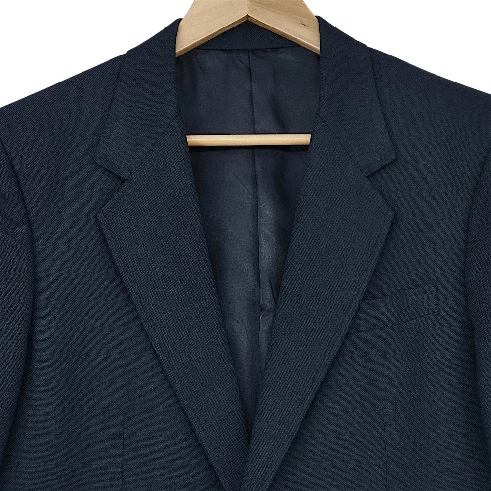 Vtg Woodmere Blazer 38R Men Navy Blue Gold Buttons Wool Poly Sport Coat Nautical